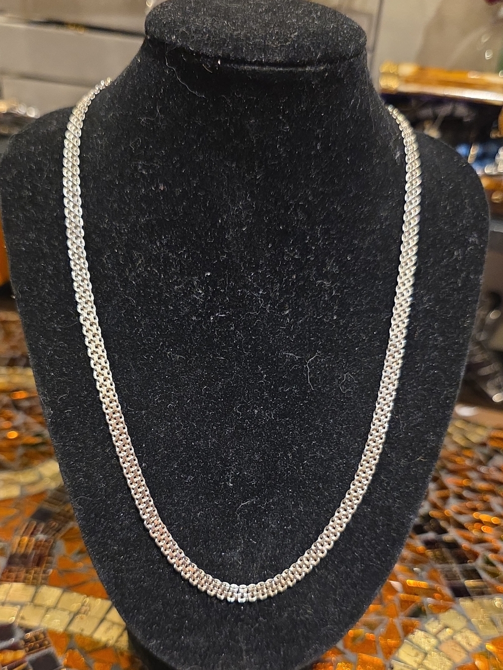Classic 925 Silver-Tone Double Link Necklace